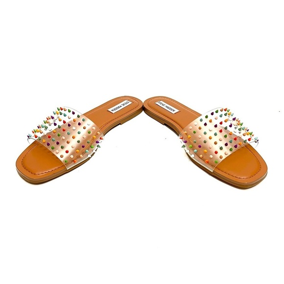 Vintage Y2K deadstock clear vinyl multicolor spike slide sandals - Picture 5 of 8